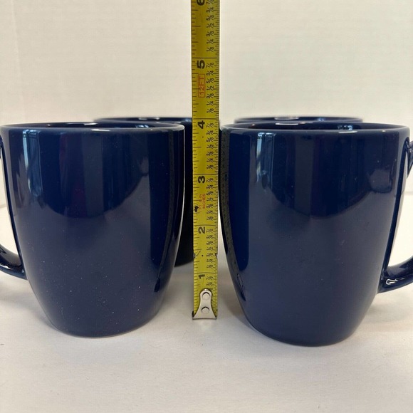 CORELLE Coordinate Stoneware Royal Deep Blue coffee Mugs set of 4 CLEAN/VINTAGE - Picture 7 of 16
